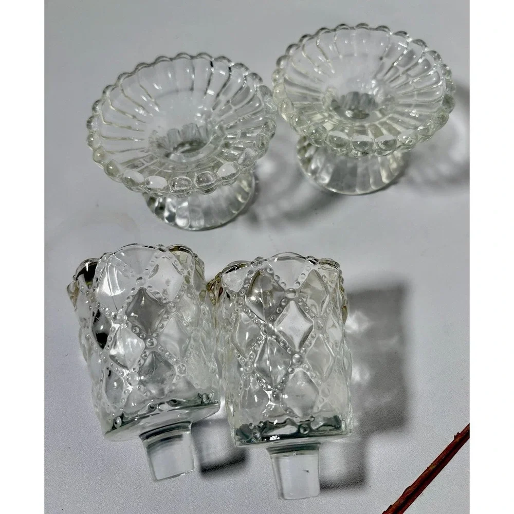 Vintage Partylite Quilted Crystal Pair Votive Candle Holders,P9246,-2 PIECE SET